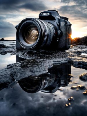 digital-camera-with-sunset-background